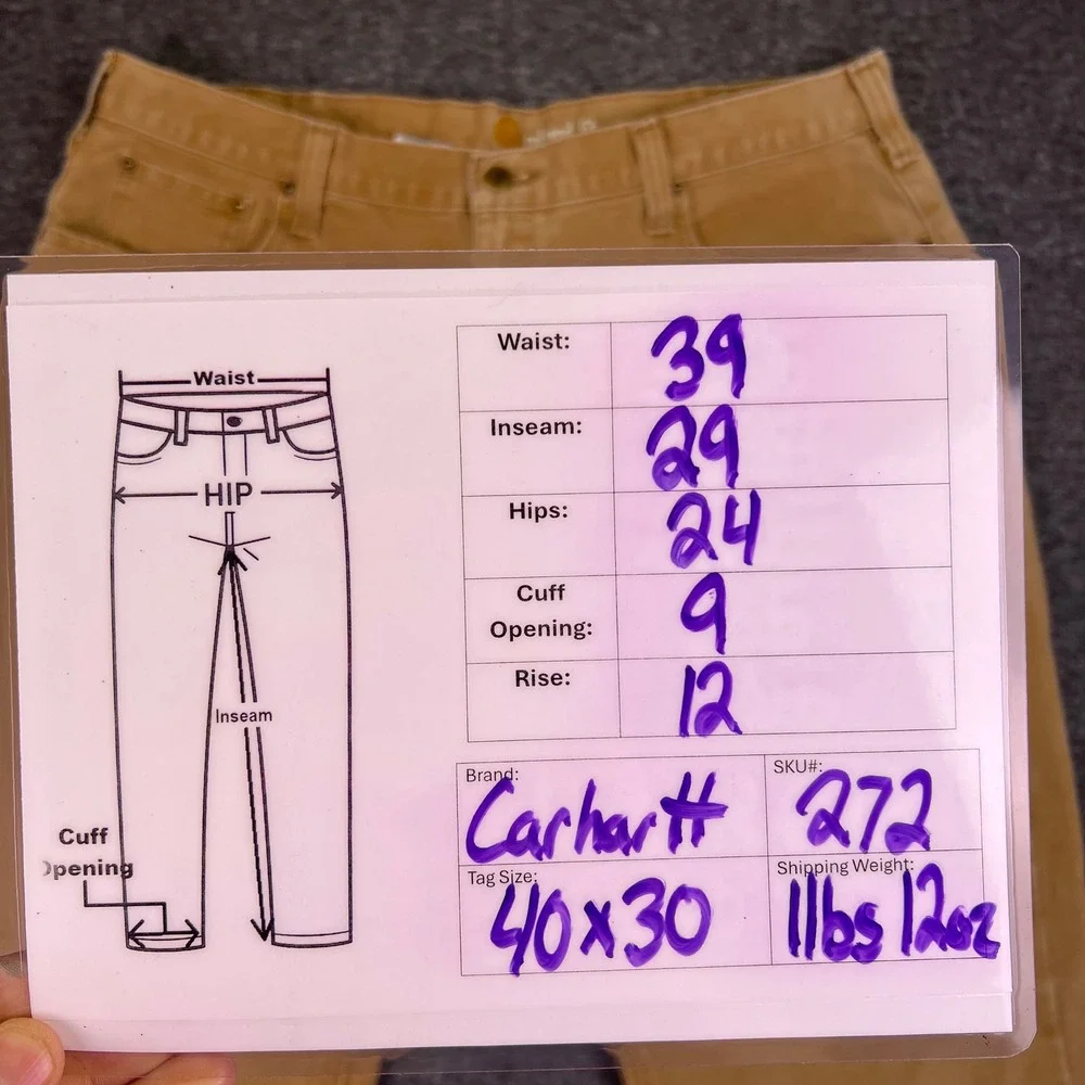 Carhartt‎ Pants Mens 40x30 Tan Duck Canvas Relaxed Workwear Brown Rugged Utility